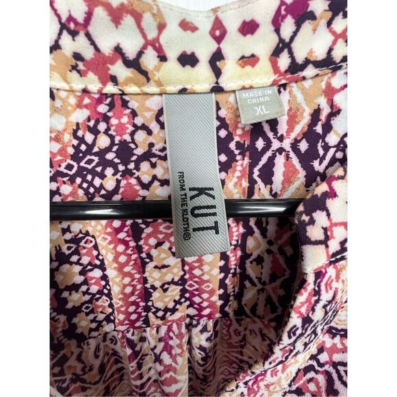 KUT From The Kloth Geometric Patterned Long Sleeve Button Up Blouse - Picture 4 of 6